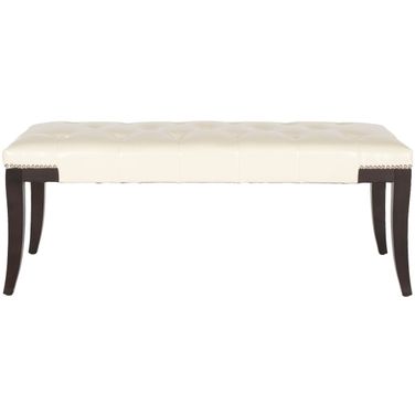 Gibbons Cream and Espresso Bench with Silver Nailhead Detail