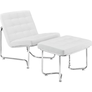 Gibraltar Upholstered Vinyl Lounge Chair In White