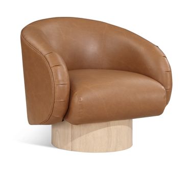 Gibson Vegan Leather Swivel Accent Chair In Cognac