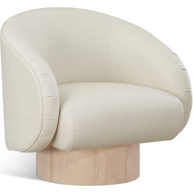 Gibson Vegan Leather Swivel Accent Chair In Cream