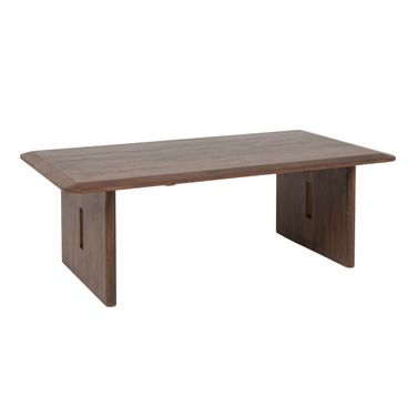 Gideon Acacia Wood Rectangular Coffee Table with Bench-Style Base In Walnut
