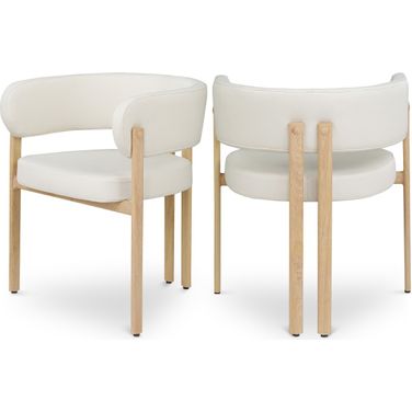 Gideon Vegan Leather Dining Chair Set of 2 In Cream and Natural