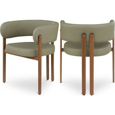 Gideon Vegan Leather Dining Chair Set of 2 In Olive Green