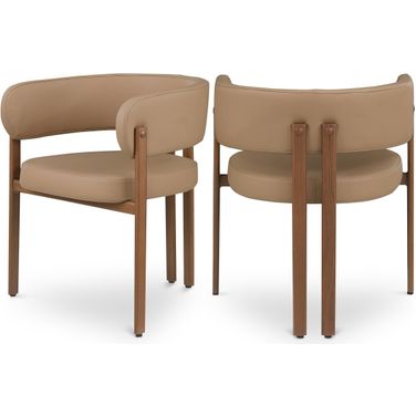 Gideon Vegan Leather Dining Chair Set of 2 In Tan