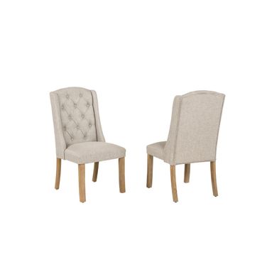 Gigi Fabric Wingback Dining Chair Set of 2 in Beige