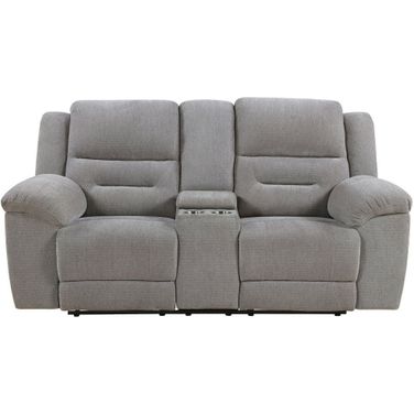 Gilson Chenille Upholstered Reclining Loveseat In Grey