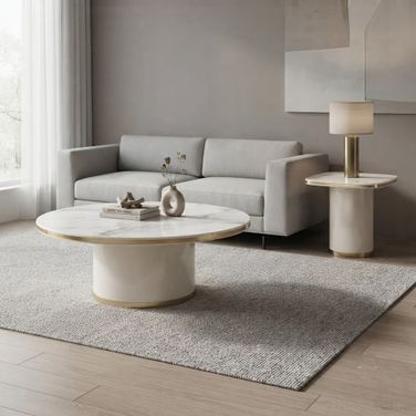 Gineverra Occasional Table Set In Ivory Gold