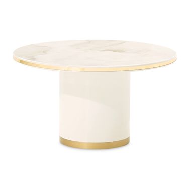 Gineverra Round Cocktail Table In Ivory Gold
