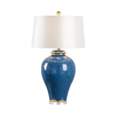 Ginger Jar Lamp In Blue and Gold