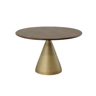 Gio 48 Inch Pedestal Dining Table In Elm and Gold