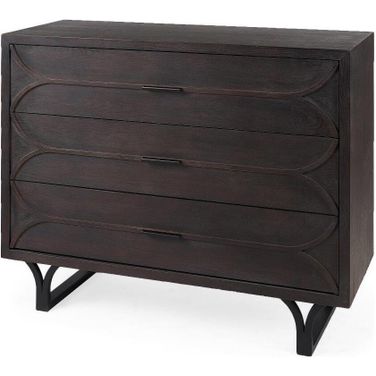 Giselle I Dark Brown Fir Veneer 3 Drawer Accent Cabinet