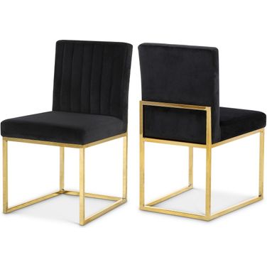Giselle Velvet Dining Chair Set of 2 In Black and Gold