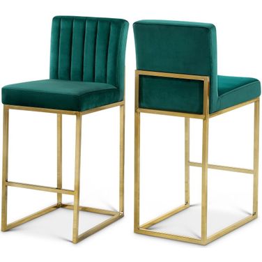 Giselle Velvet Stool In Green