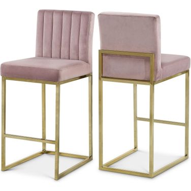 Giselle Velvet Stool In Pink