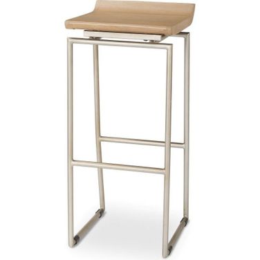 Givens Brown Wood With Silver Metal Frame Barstool