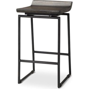 Givens Iv 24.25 Inch Seat Height Black Wood Seat Black Frame Stool