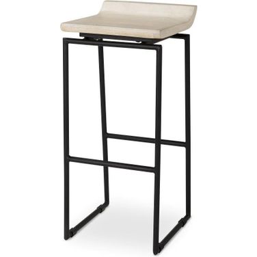 Givens Natural Wood With Black Metal Frame Bar Stool