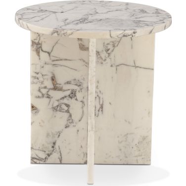 Giza 20 Inch Side Table In Alabaster Marble