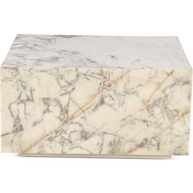Giza 32 Inch Drum Coffee Table In Alabaster Marble