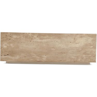 Giza 50 Inch Drum Coffee Table In Travertine Stone