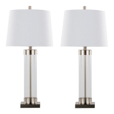 Glacier 30 Inch Glass Table Lamp Set of 2 In White