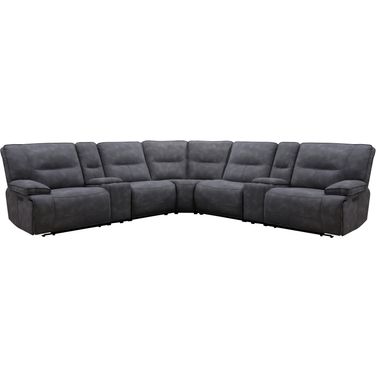 Gladiator 7 Piece Modular Power Zero Gravity Reclining Sectional with Power Adjustable Headrests In Cobalt