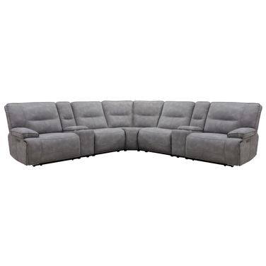 Gladiator 7 Piece Modular Power Zero Gravity Reclining Sectional with Power Adjustable Headrests In Sky