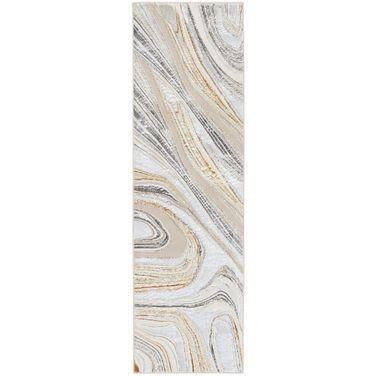 Glam 2'3" x 7'6" Modern Indoor Rug In Grey and Gold