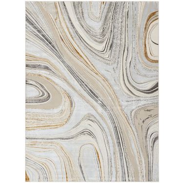 Glam 9' x 12' Modern Indoor Rug In Grey and Gold