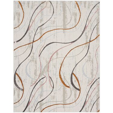 Glam 9' x 12' Modern Indoor Rug In Ivory and Multi