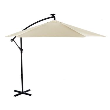 Glam Cantilever Umbrella with LED In Canvas Stone