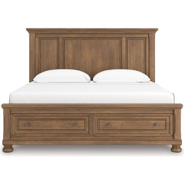 Glarrison King Panel Storage Bed In Medium Brown