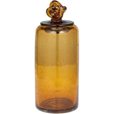 Glass 12 Inch Jar With Knot Lid Dark Amber