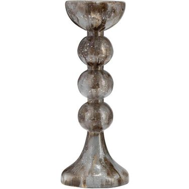 Glass 18 Inch Bubbly Candle Holder In Brown