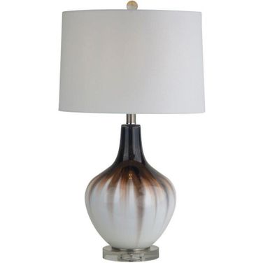 Glass 26 Inch 2-Tone Bottle Table Lamp In White