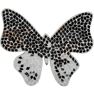 Glass 8 Inch Mosaic Butterfly In White