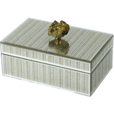 Glass 8 x 5 Jewelry Box In Stone Top In Gold