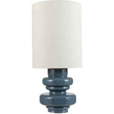 Glass Table Lamp with Linen Shade In Grey