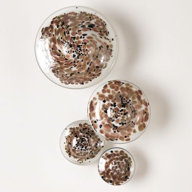 Glass Wall Mushrooms Set of 4 In Metallic