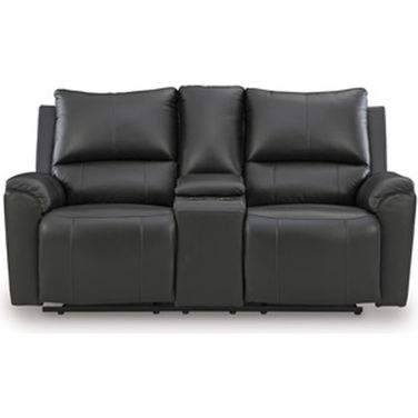 Glassmere Reclining Loveseat with Console In Black