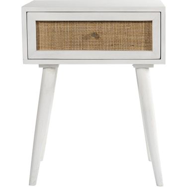Glenda Solid Wood One-Drawer Nightstand In White