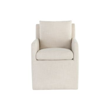 Glenrose Wheeled Dining Armchair In Effie Linen