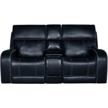 Glenwood Loveseat Console with Power Recline, Power Head Rests and Lay Flat Power Lumbar In Ocean