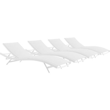 Glimpse Outdoor Patio Mesh Chaise Lounge Set of 4 In Gray