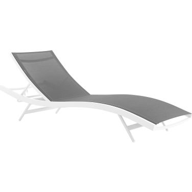 Glimpse White and Gray Outdoor Patio Mesh Chaise Lounge Chair