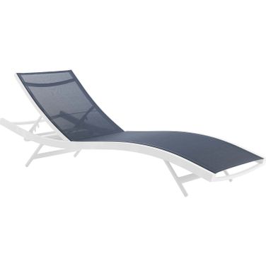 Glimpse White Navy Outdoor Patio Mesh Chaise Lounge Chair