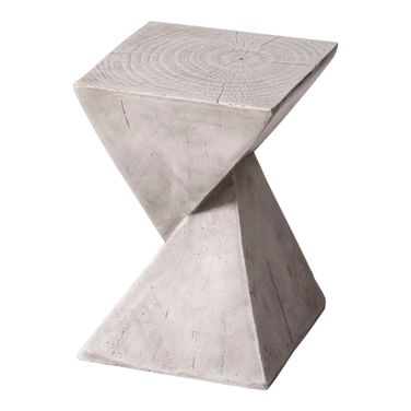 Glint Fiberglass Outdoor Side Table In Marble White