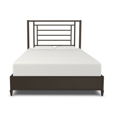 Gloaming California King Headboard with Metal Surround and Platform Wood Slats In Weathered Bronze
