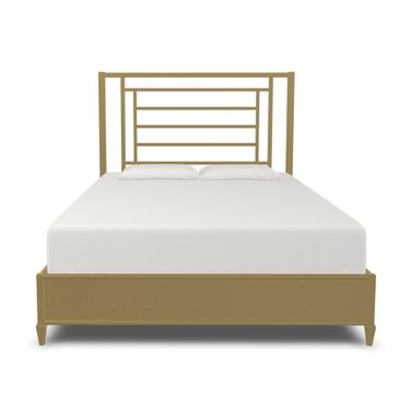 Gloaming Metal Surround Queen Headboard with Platform Wood Slats In Milky Gold