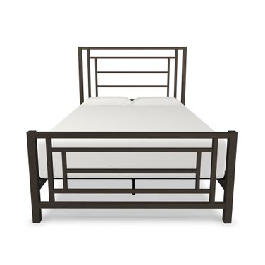 Gloaming Queen Complete Bed with Metal Profile and Platform In Weathered Bronze